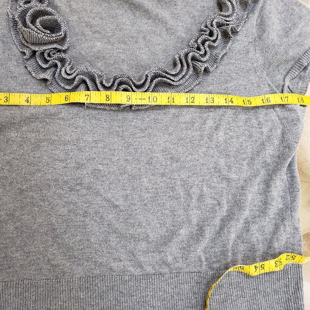 Cache Vintage Gray Rosette Lightweight Sweater - image 8